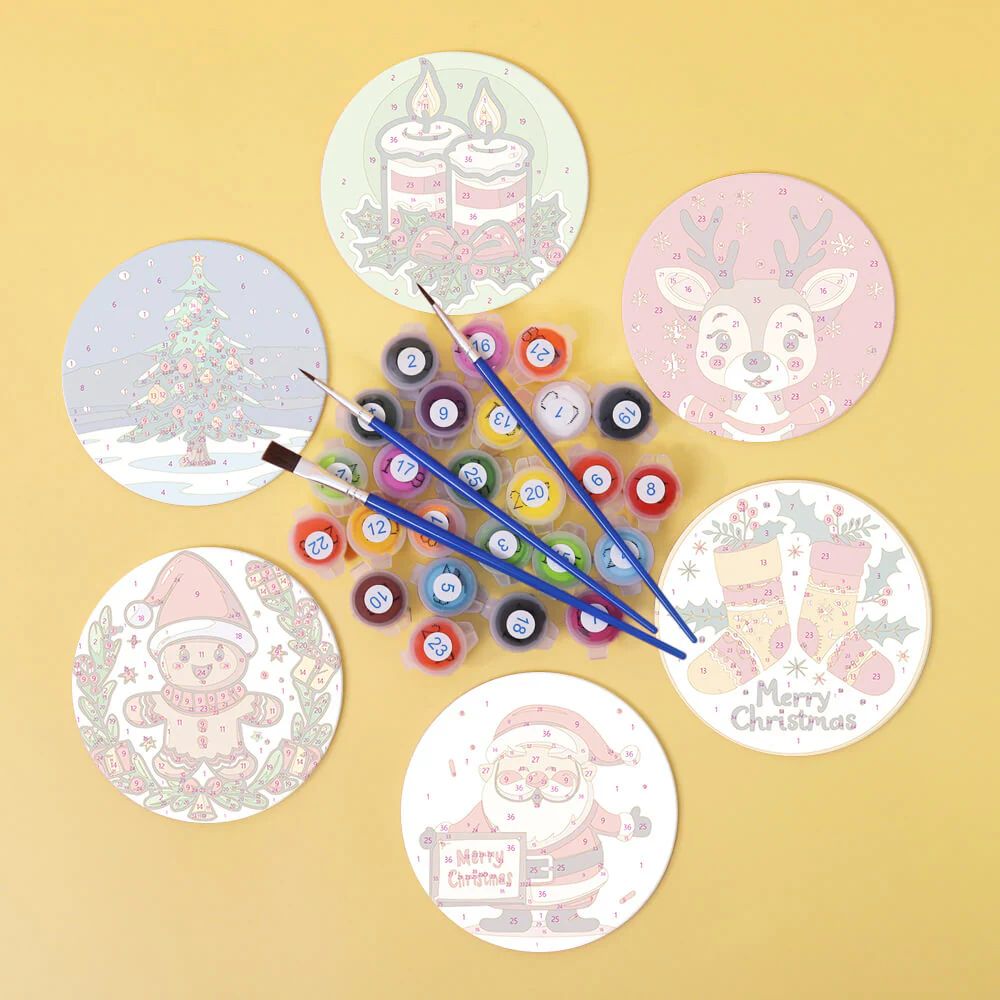 Christmas Coasters 6 Pack Paint by Numbers - Image 3