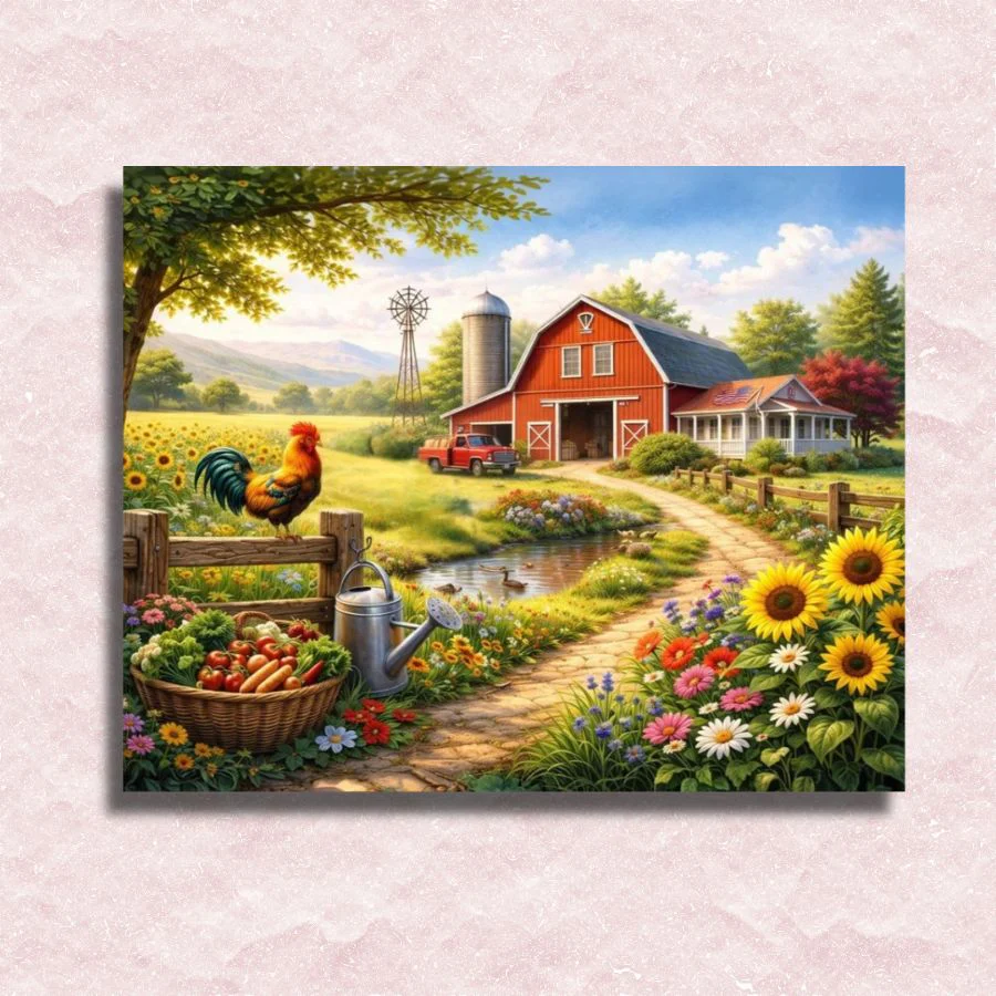 Sunny Farm Scene - Paint by Numbers Kit