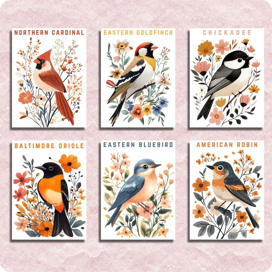 Mini American Birds 6 Pack Paint by Numbers