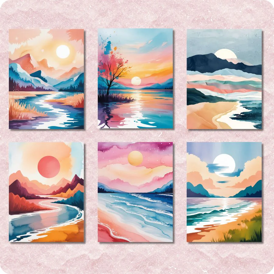 Mini Watercolor Landscapes 6 Pack Paint by Numbers