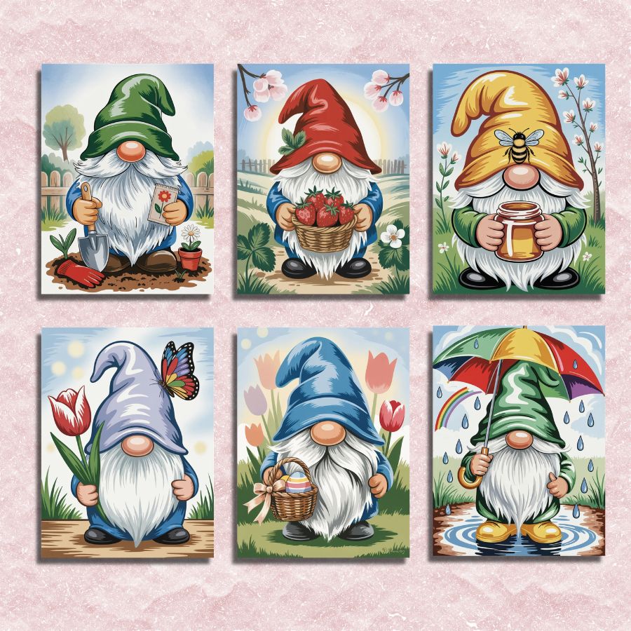 Spring Garden Gnomes 6 Pack Paint by Numbers