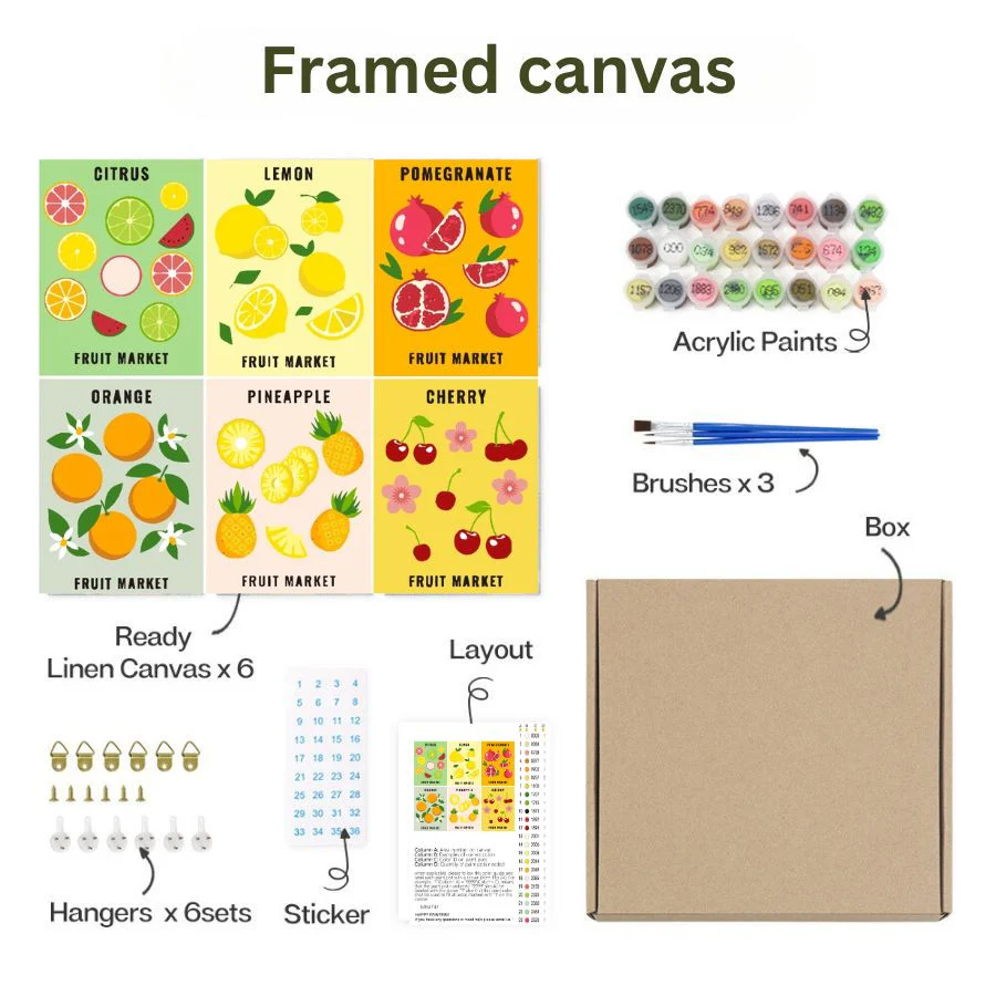 Sweetest Gifts Paint by Numbers Kit – 6-Pack Fruit Designs - Image 4
